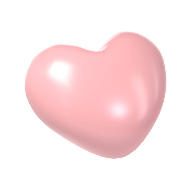 3d pink glossy heart on white background. Suitable for Valentine day, Mother day, Women day, wedding, sticker, greeting card. February 14th. - Photo, Image