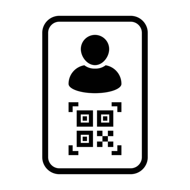 Avatar d'icône d'identification numérique avec le code qr pour l'identité bio-métrique dans le symbole vectoriel de profil de personne d'utilisateur masculin pour dans une illustration de pictogramme de glyphe - Vecteur, image