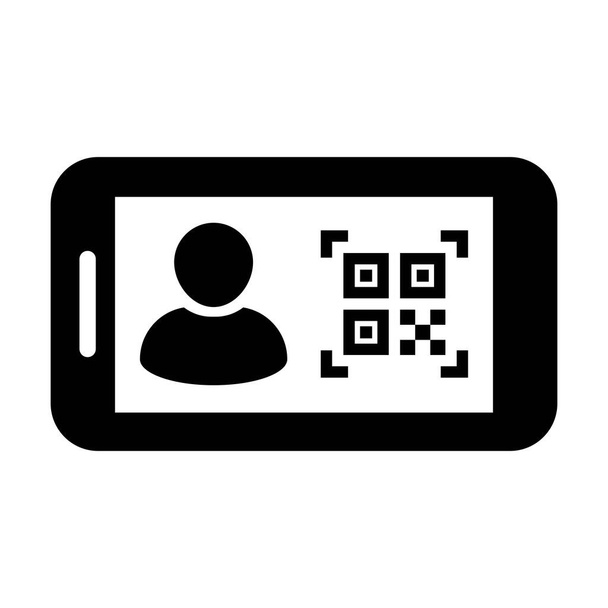 Avatar d'icône d'identification numérique avec le code qr pour l'identité bio-métrique dans le symbole vectoriel de profil de personne d'utilisateur masculin pour dans une illustration de pictogramme de glyphe - Vecteur, image