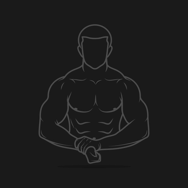Πορτρέτο ενός μυϊκή ισχυρή shirtless αρσενικό bodybuilder διάνυσμα εικονογράφηση σχεδιασμό - Διάνυσμα, εικόνα