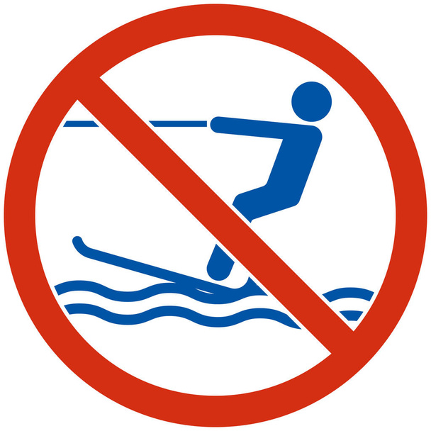 Señal de seguridad del agua Atención, No hay esquí acuático - Vector, imagen