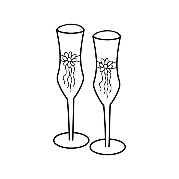 Champagnergläser handgezeichnete Umrisse Doodle-Symbol. - Vektor, Bild
