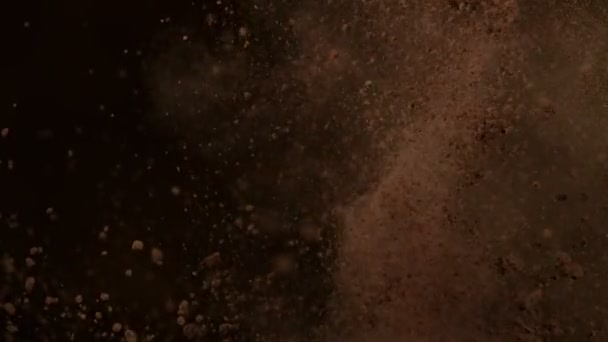 Super Slow Motion Shot of Side Cocoa Powder Explosion at 1000fps. Shooted with High Speed Cinema Camera at 4K. - Footage, Video