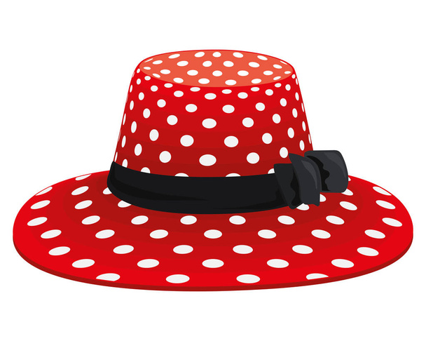 φωτογραφία καπέλο polka dot κόκκινο και άσπρο διάνυσμα χρώμα απομονωμένο - Διάνυσμα, εικόνα