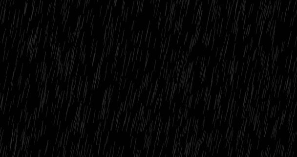 シネマティックリアルな降雨アニメーションオーバーレイ背景. 激しい雨嵐シームレスループアニメーション. サンダーストームのオーバーレイに落ちる 超現実的な雨が降ります。 ブラックbgのレインドロップ. - 写真・画像