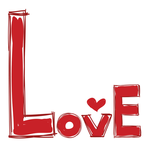 mot d'amour couleur rouge avec vecteur de doodle coeur
 - Vecteur, image