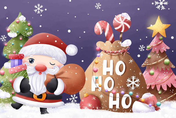 Tarjeta de felicitación de Navidad alegre Ilustración y antecedentes - Foto, imagen