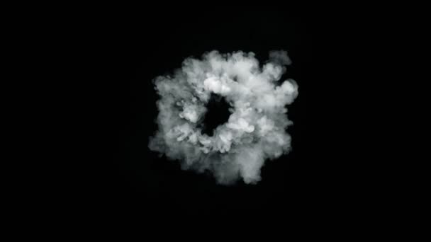 Super Slow Motion Shot of Round Smoke Explosion Towards Camera Isolado em Preto a 1000fps. Filmado com câmera de cinema de alta velocidade, 4K. - Filmagem, Vídeo