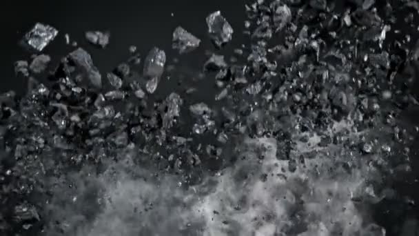Super Slow Motion Shot of Coal Pieces and Smoke Flying Up at 1000 fps. Filmed with High Speed Cinema Camera at 4K. - Footage, Video