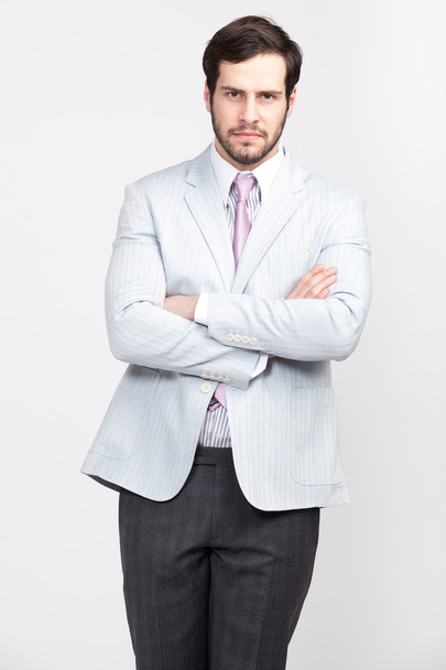 handsome office business man with beard dressed in elegant suit, - Foto, imagen