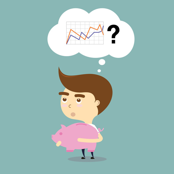 businessman thinking to invest with stock charts vector - ベクター画像