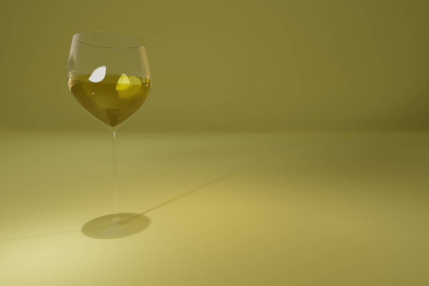 3d renderizado de copa de un solo tallo de vino blanco - Foto, imagen