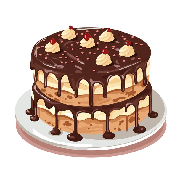 Мультяшний торт на день народження зі свічками Векторні ілюстрації - Вектор, зображення