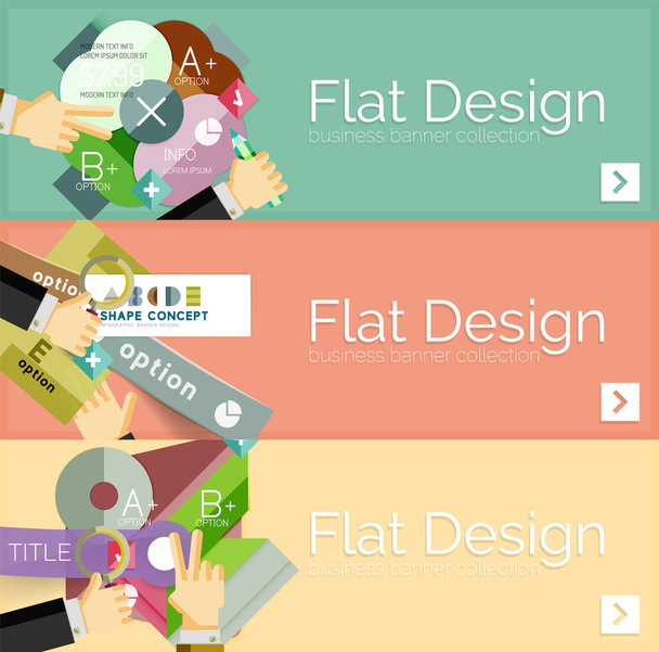 Flat design vector infographic banners with geometric infographics - Vector, Image