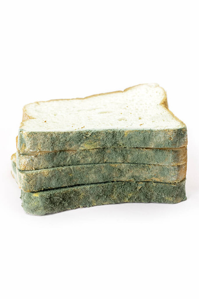 Promrhaný chléb izolovaný na bílém pozadí. Biologicky rozložitelný potravinový odpad. - Fotografie, Obrázek