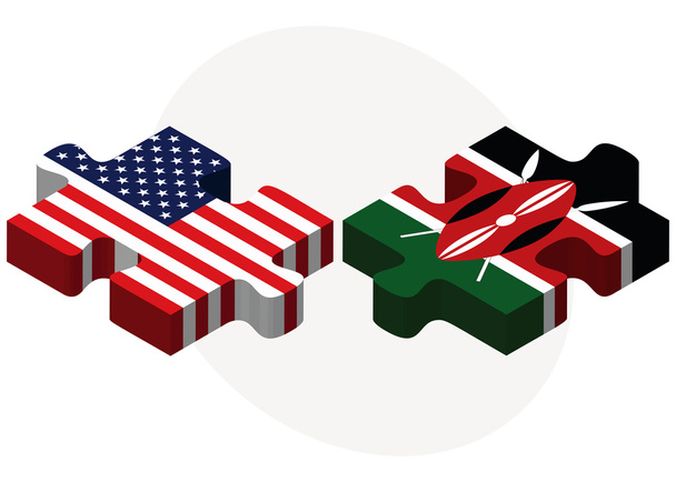 Bandeiras dos EUA e do Quênia no quebra-cabeça
  - Vetor, Imagem