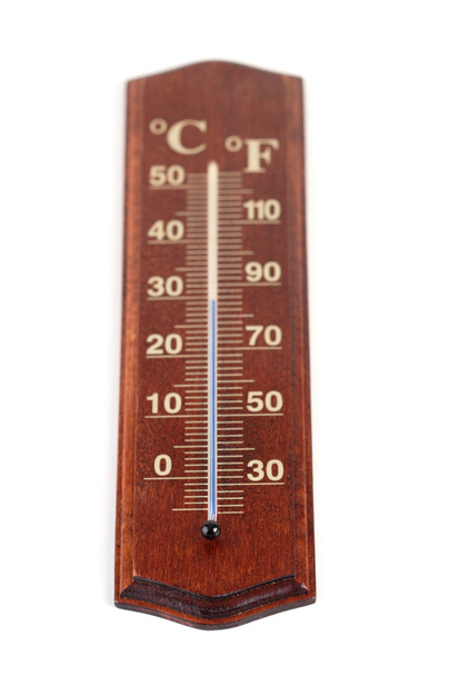 茶色の木製温度計 - 写真・画像