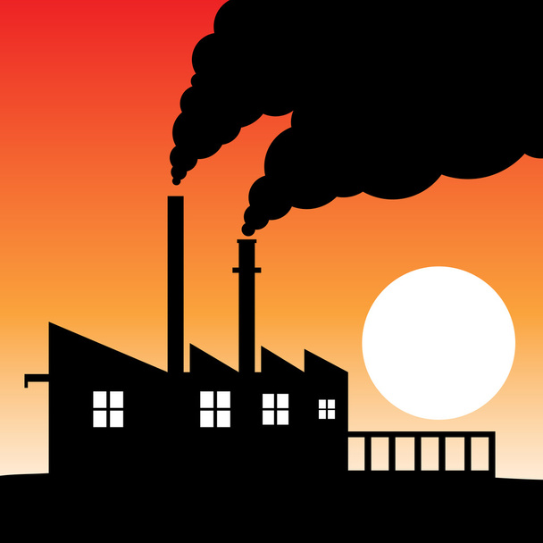 Заводской силуэт загрязнения воздуха
 - Вектор,изображение