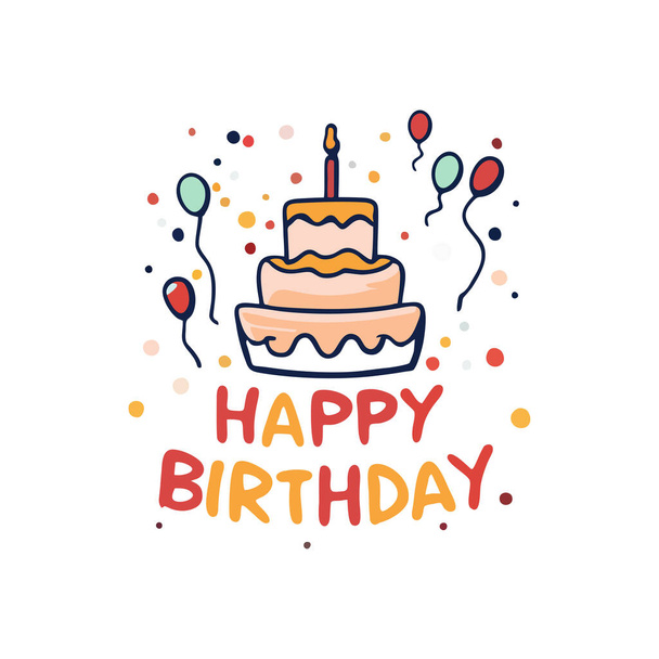 Cumpleaños letras velas en la torta - Vector, imagen