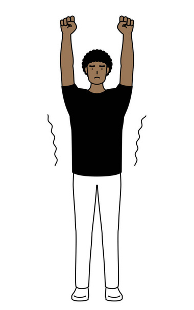 Африкансько-американський чоловік, що тягнеться і стоїть високо, Векторні ілюстрації - Вектор, зображення