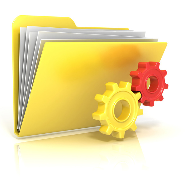 Folder icon with gear wheel, isolated on white background - Photo, image