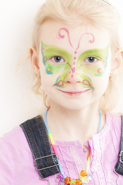 portrait of little girl with face painting - Photo, Image
