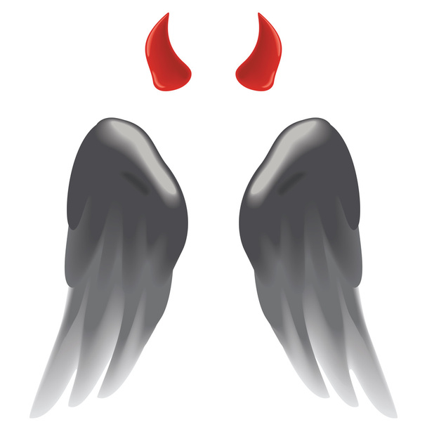 рога дьявола и крылья
 - Вектор,изображение