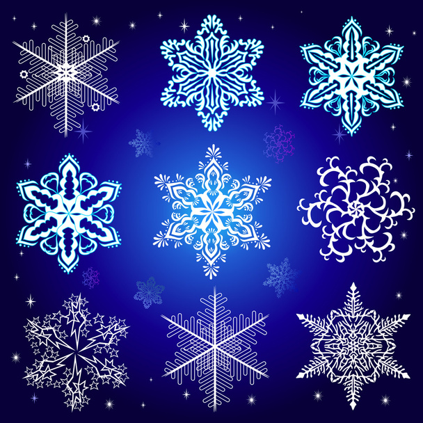 Set of snowflakes - Vektör, Görsel