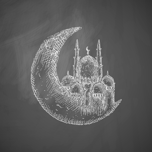 Moon icon on chalkboard - Vector, afbeelding