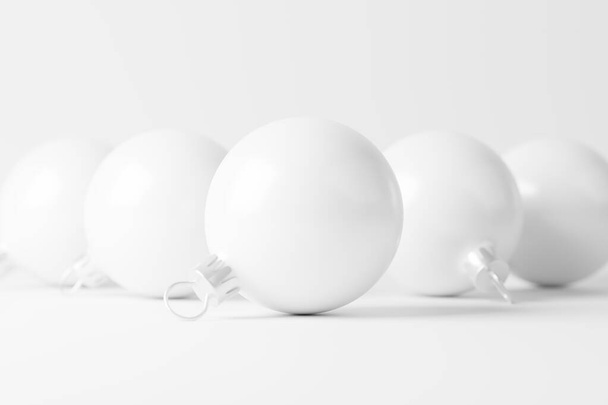 Bola de Navidad Blanco Blanco mate 3D representación burla para la presentación de diseño - Foto, imagen