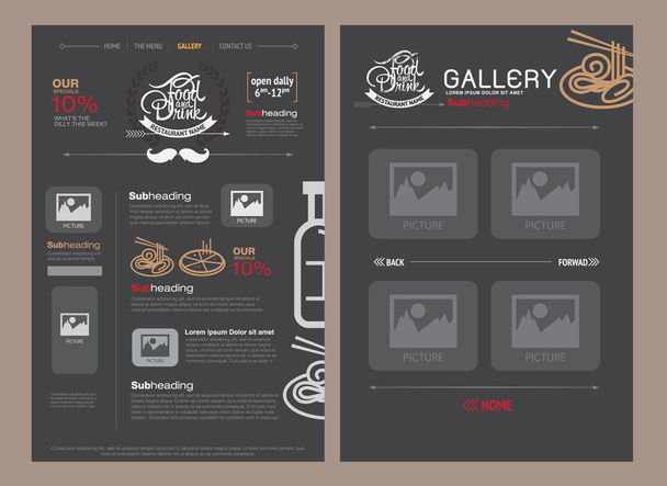 Flat web restaurant template concept - ベクター画像