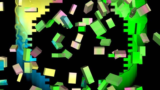 Fragmentos y cubos que rompen la representación 3D - Foto, Imagen