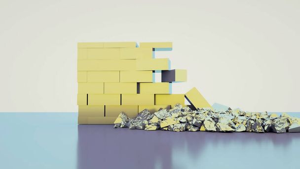 Fragments and Pieces Falling 3D Rendering - Photo, Image