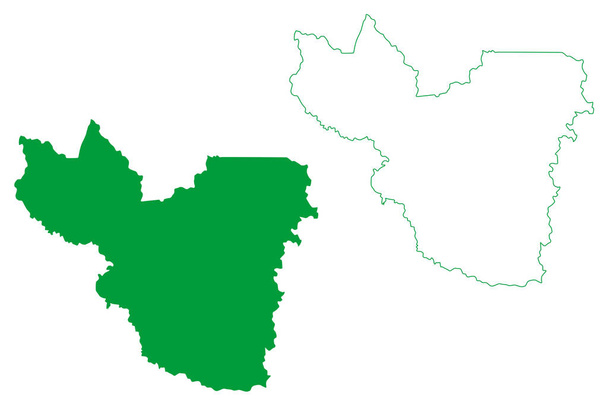 Campo Novo de Rondonia gemeente (Staat Rondonia, RO, Gemeenten van Brazilië, Federale Republiek Brazilië) kaart vector illustratie, krabbel schets kaart - Vector, afbeelding