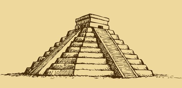 Vector illustration with Mayan pyramids in Mexico - Vector, Image