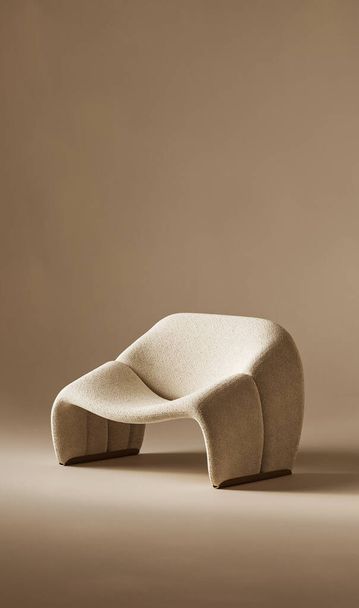 Dieses 3D-Rendering unterstreicht einen geschwungenen Stuhl mit einer einzigartigen Textur, der die nächste Welle im komfortablen, aber stilvollen Möbeldesign darstellt - Foto, Bild