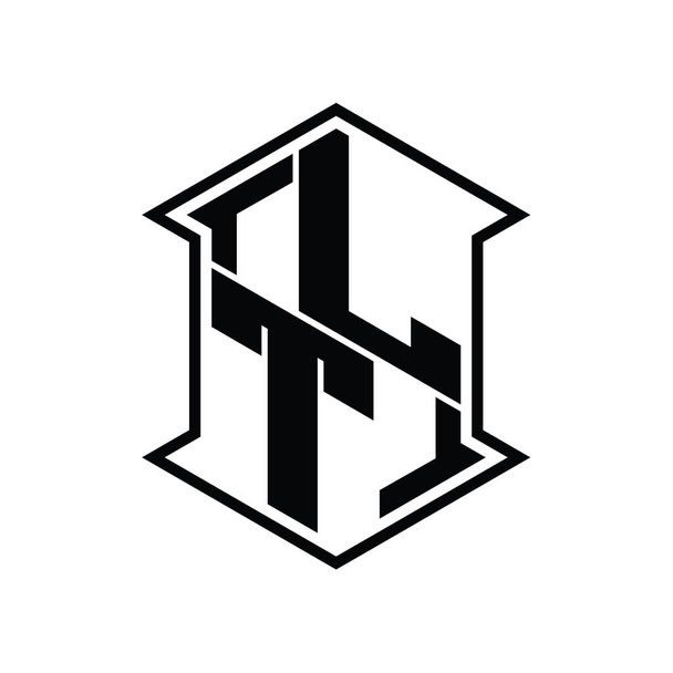 LT Літера Логотип монограма шестикутника сформований вгору і вниз з гострим кутовим ізольованим шаблоном дизайну стилю - Фото, зображення