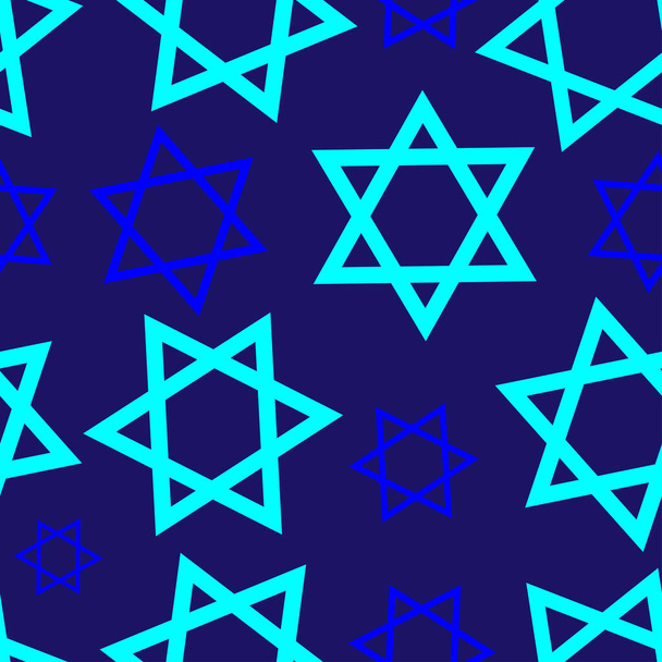 Étoile bleue de David symbole du judaïsme motif sans couture Illustration vectorielle.Magen David étoiles modèle pour différents design.Print affiche, fond sans couture - Vecteur, image