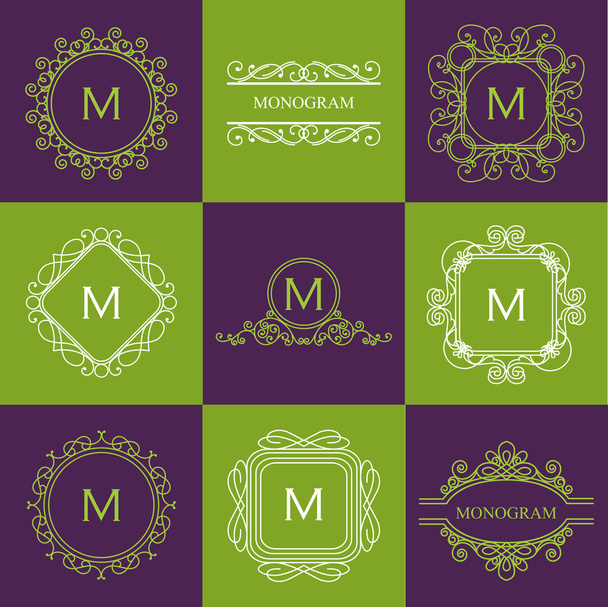 Set of outline monograms - Vector, Imagen