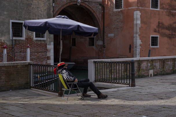 Gondolier in Venice Italy - 写真・画像
