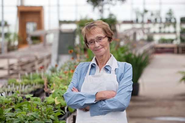 Senior Greenhouse Owner - Foto, Imagen