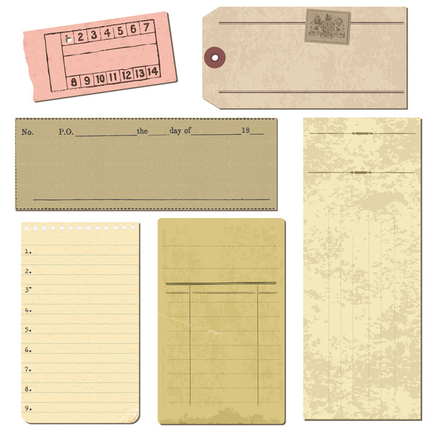 Set of Old paper objects - for design and scrapbook in vector - Vetor, Imagem