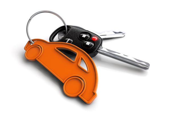 Autó kulcs, narancssárga autó ikon kulcstartó - Fotó, kép
