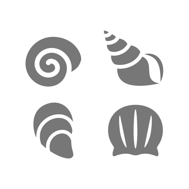 Concha do mar e mexilhões conjunto vetor ícone. Ícones de moluscos, conchas e conchas. - Vetor, Imagem