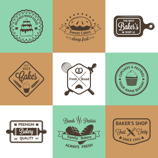 Вінтажні хлібобулочні значки, етикетки та логотипи
 - Вектор, зображення