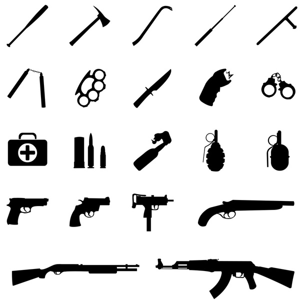 Illustration von Waffen-Ikonen - Vektor, Bild