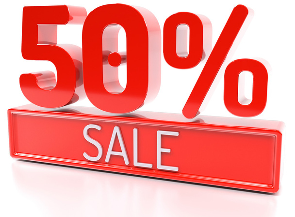 50 sale, 50 percent, 3d discount banner - isolated, on white ba - Fotografie, Obrázek