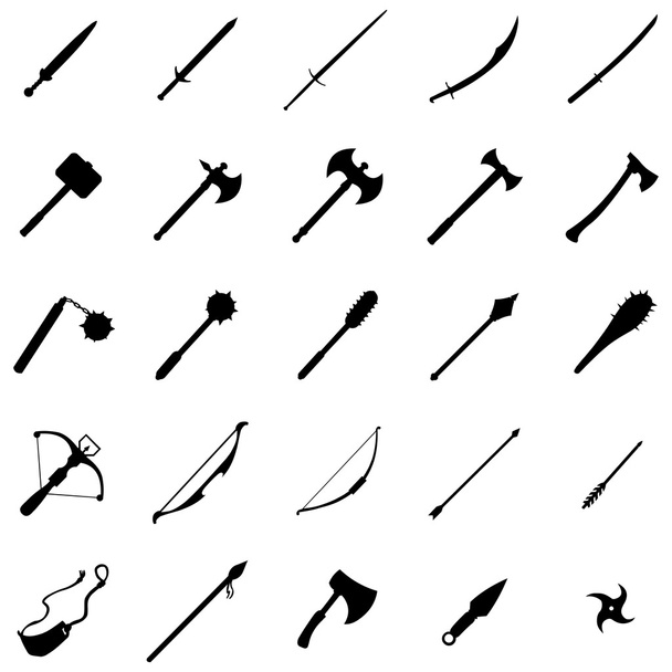 Набір з 25 значків середньовічної зброї
 - Вектор, зображення