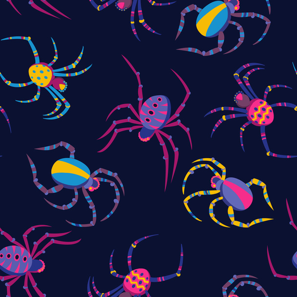 Spiders Pattern on Black - Vector, Image