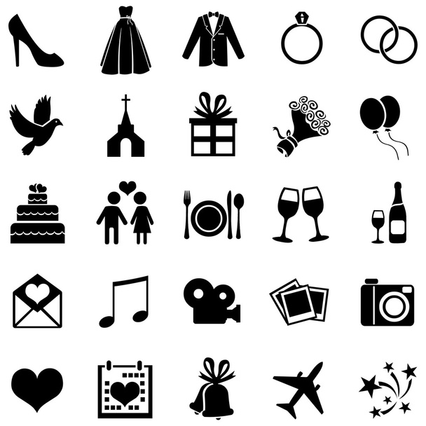 Set von 25 Hochzeitssymbolen - Vektor, Bild